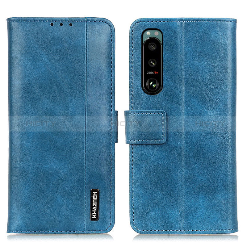 Coque Portefeuille Livre Cuir Etui Clapet M11L pour Sony Xperia 5 III SO-53B Bleu Plus