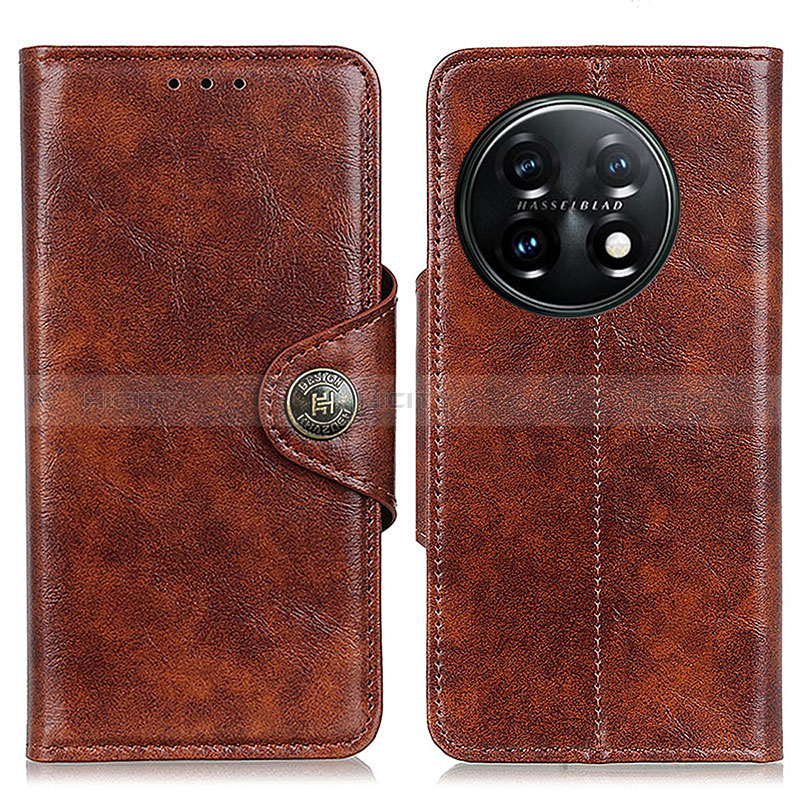 Coque Portefeuille Livre Cuir Etui Clapet M12L pour OnePlus 11 5G Marron Plus