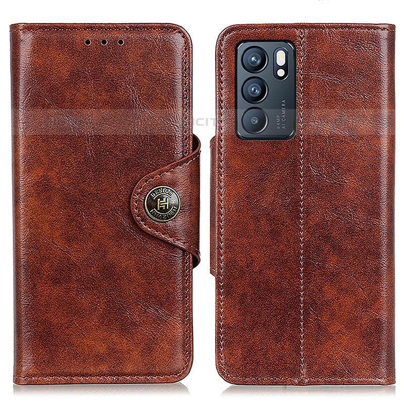 Coque Portefeuille Livre Cuir Etui Clapet M12L pour Oppo Reno6 5G Marron Plus