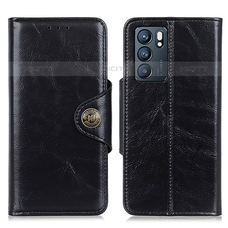 Coque Portefeuille Livre Cuir Etui Clapet M12L pour Oppo Reno6 5G Noir Plus