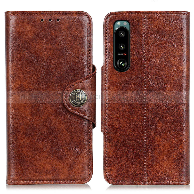 Coque Portefeuille Livre Cuir Etui Clapet M12L pour Sony Xperia 5 III SO-53B Marron Plus