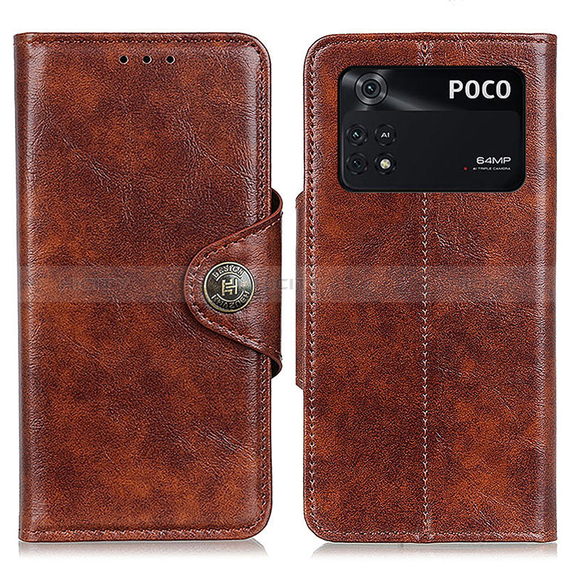 Coque Portefeuille Livre Cuir Etui Clapet M12L pour Xiaomi Poco M4 Pro 4G Marron Plus