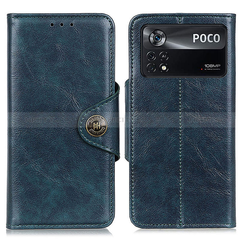 Coque Portefeuille Livre Cuir Etui Clapet M12L pour Xiaomi Poco X4 Pro 5G Bleu Plus