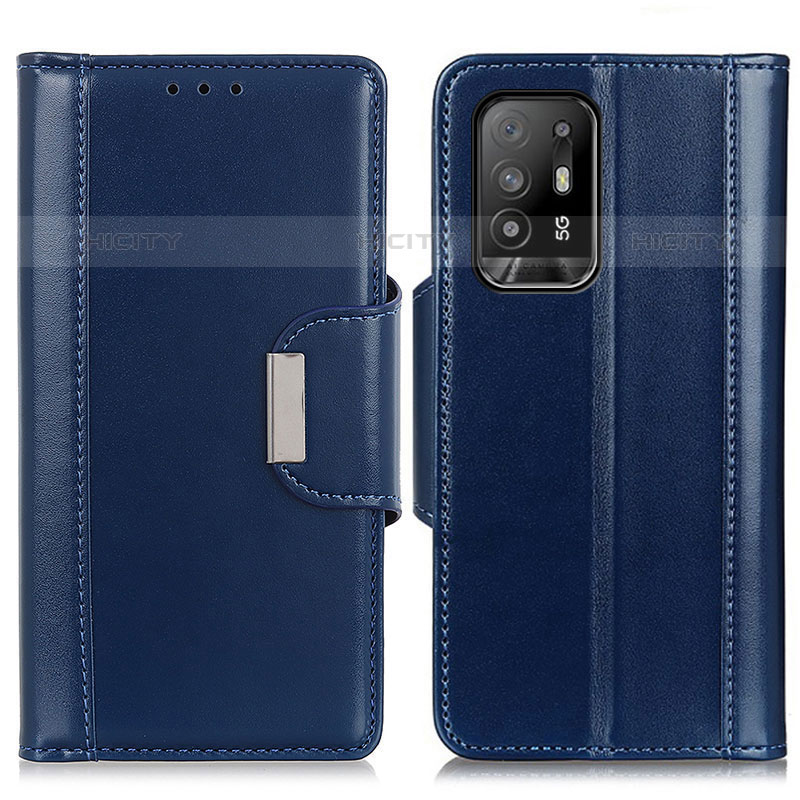 Coque Portefeuille Livre Cuir Etui Clapet M13L pour Oppo F19 Pro+ Plus 5G Bleu Plus