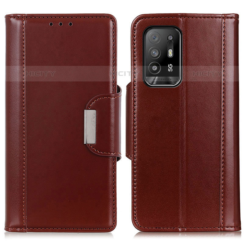 Coque Portefeuille Livre Cuir Etui Clapet M13L pour Oppo F19 Pro+ Plus 5G Marron Plus