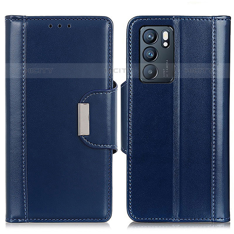 Coque Portefeuille Livre Cuir Etui Clapet M13L pour Oppo Reno6 5G Bleu Plus