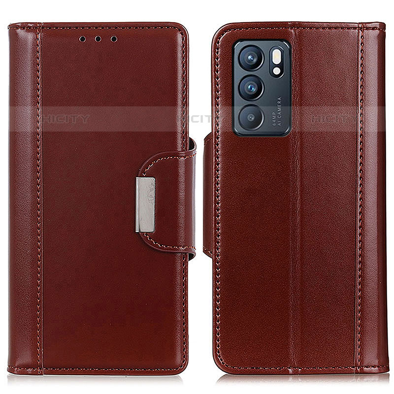 Coque Portefeuille Livre Cuir Etui Clapet M13L pour Oppo Reno6 5G Marron Plus