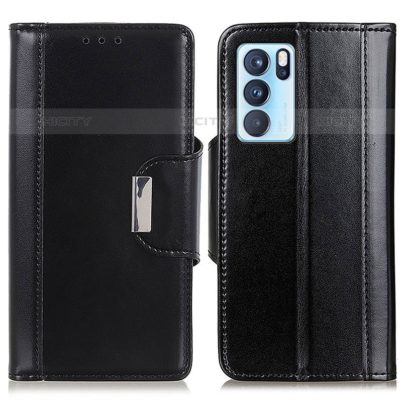 Coque Portefeuille Livre Cuir Etui Clapet M13L pour Oppo Reno6 Pro 5G India Noir Plus