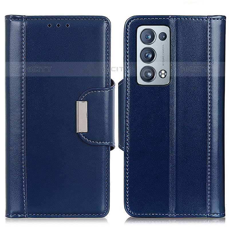 Coque Portefeuille Livre Cuir Etui Clapet M13L pour Oppo Reno6 Pro+ Plus 5G Bleu Plus