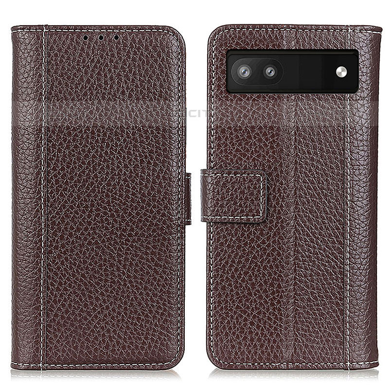 Coque Portefeuille Livre Cuir Etui Clapet M14L pour Google Pixel 6a 5G Marron Plus