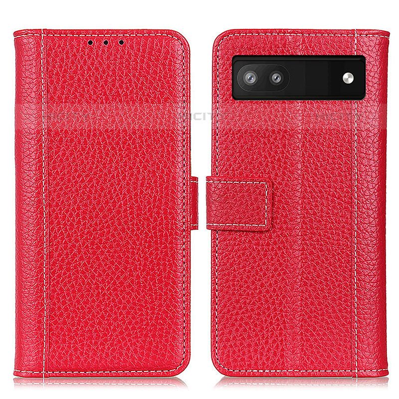 Coque Portefeuille Livre Cuir Etui Clapet M14L pour Google Pixel 6a 5G Rouge Plus