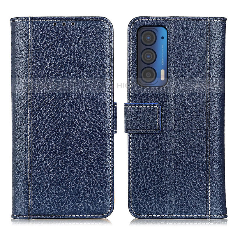 Coque Portefeuille Livre Cuir Etui Clapet M14L pour Motorola Moto Edge (2021) 5G Bleu Plus