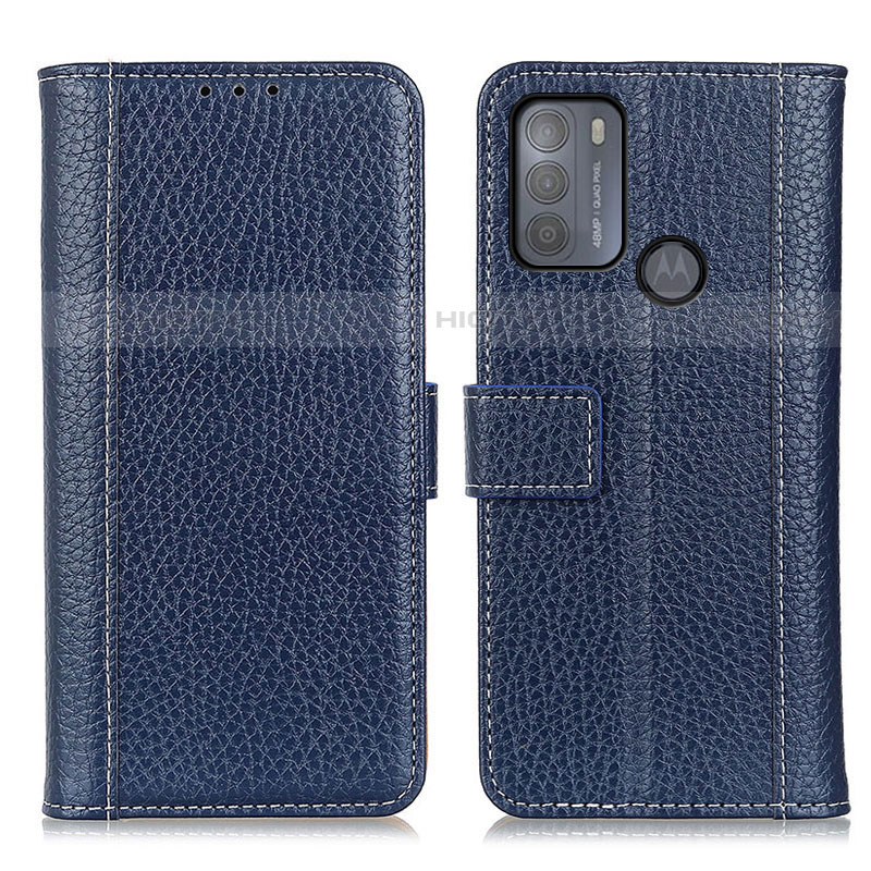 Coque Portefeuille Livre Cuir Etui Clapet M14L pour Motorola Moto G50 Bleu Plus