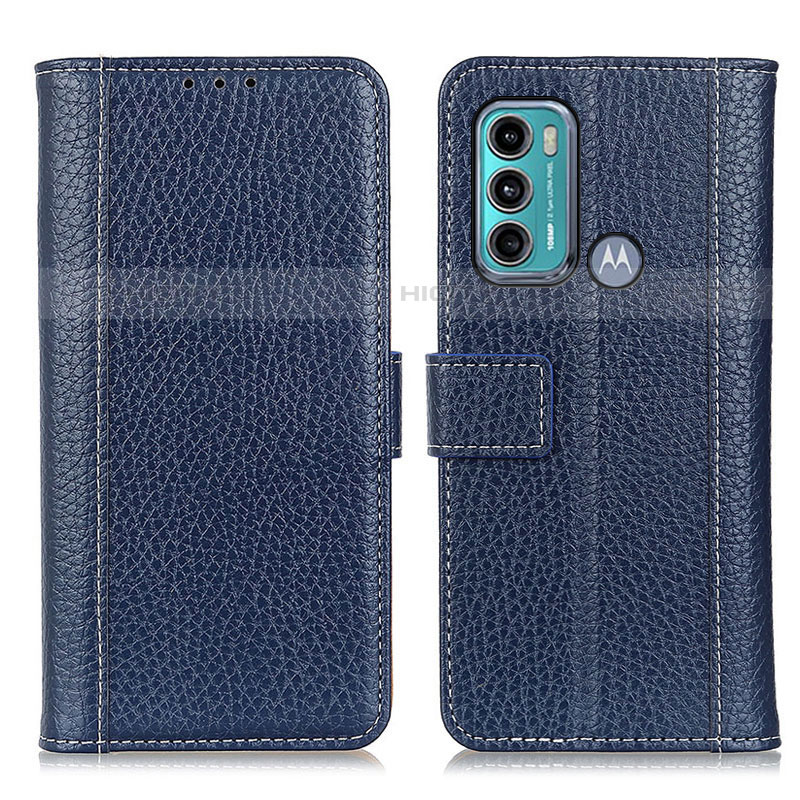 Coque Portefeuille Livre Cuir Etui Clapet M14L pour Motorola Moto G60 Bleu Plus