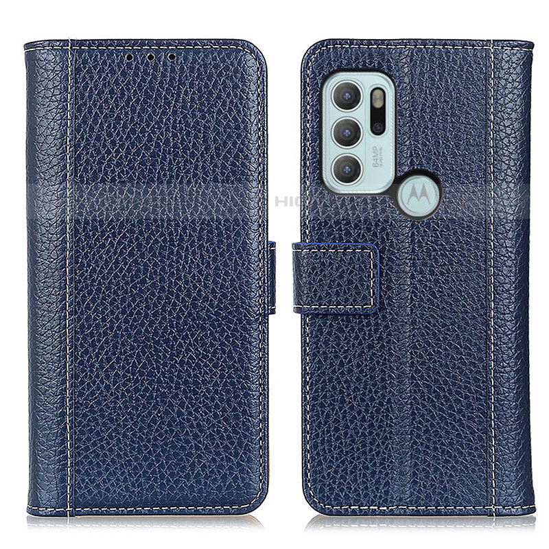 Coque Portefeuille Livre Cuir Etui Clapet M14L pour Motorola Moto G60s Bleu Plus