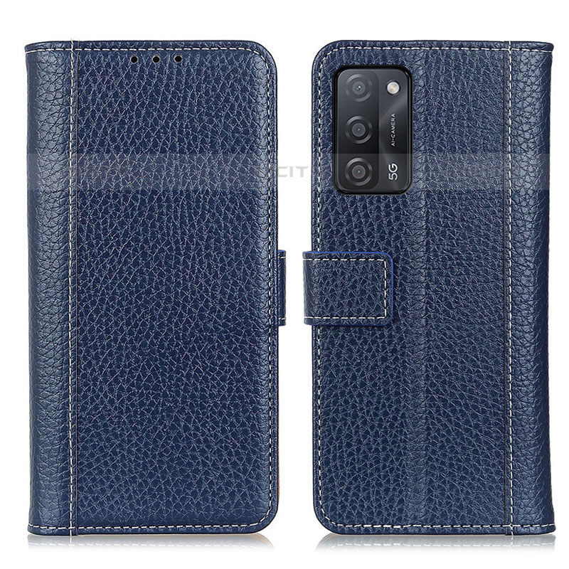 Coque Portefeuille Livre Cuir Etui Clapet M14L pour Oppo A55 5G Bleu Plus