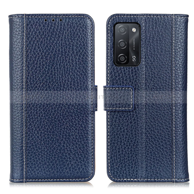 Coque Portefeuille Livre Cuir Etui Clapet M14L pour Oppo A56 5G Bleu Plus