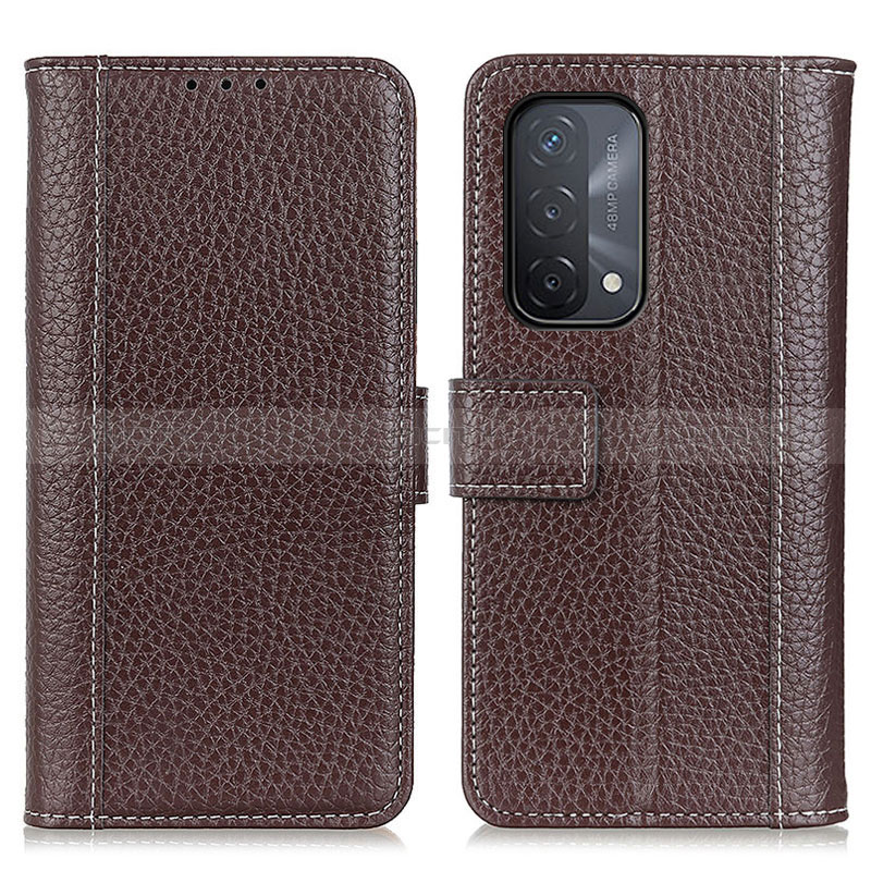 Coque Portefeuille Livre Cuir Etui Clapet M14L pour Oppo A74 5G Marron Plus