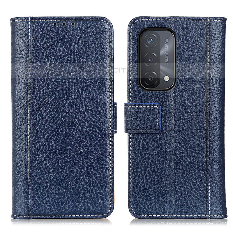 Coque Portefeuille Livre Cuir Etui Clapet M14L pour Oppo A93 5G Bleu Plus