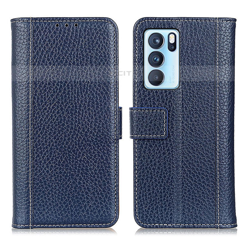 Coque Portefeuille Livre Cuir Etui Clapet M14L pour Oppo Reno6 Pro 5G India Bleu Plus