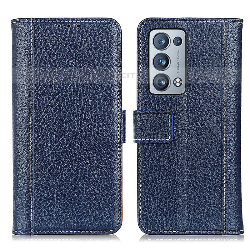 Coque Portefeuille Livre Cuir Etui Clapet M14L pour Oppo Reno6 Pro+ Plus 5G Bleu Plus