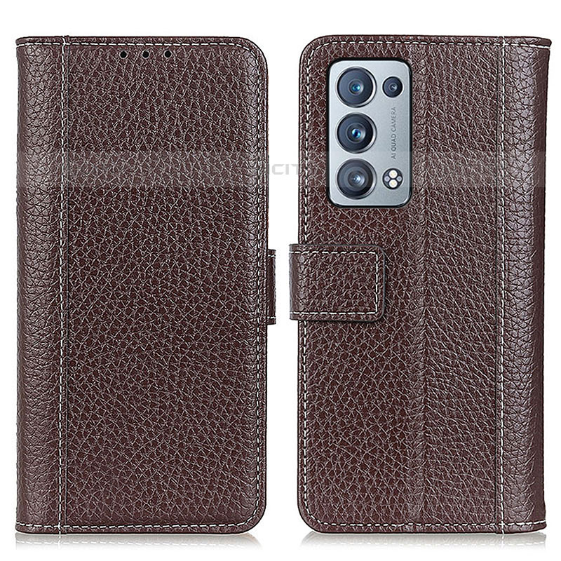 Coque Portefeuille Livre Cuir Etui Clapet M14L pour Oppo Reno6 Pro+ Plus 5G Marron Plus