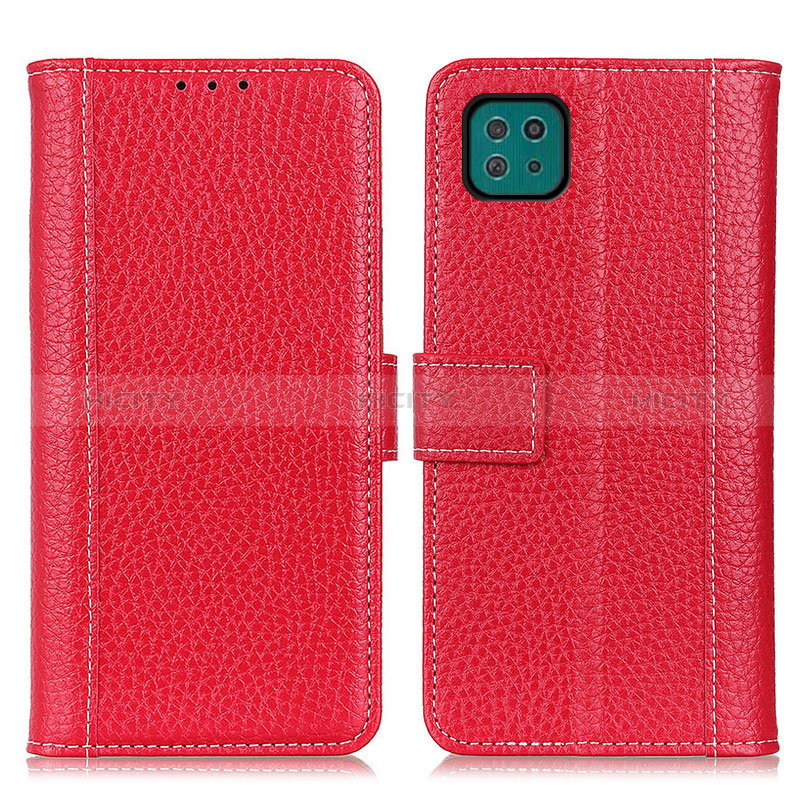 Coque Portefeuille Livre Cuir Etui Clapet M14L pour Samsung Galaxy A22s 5G Rouge Plus