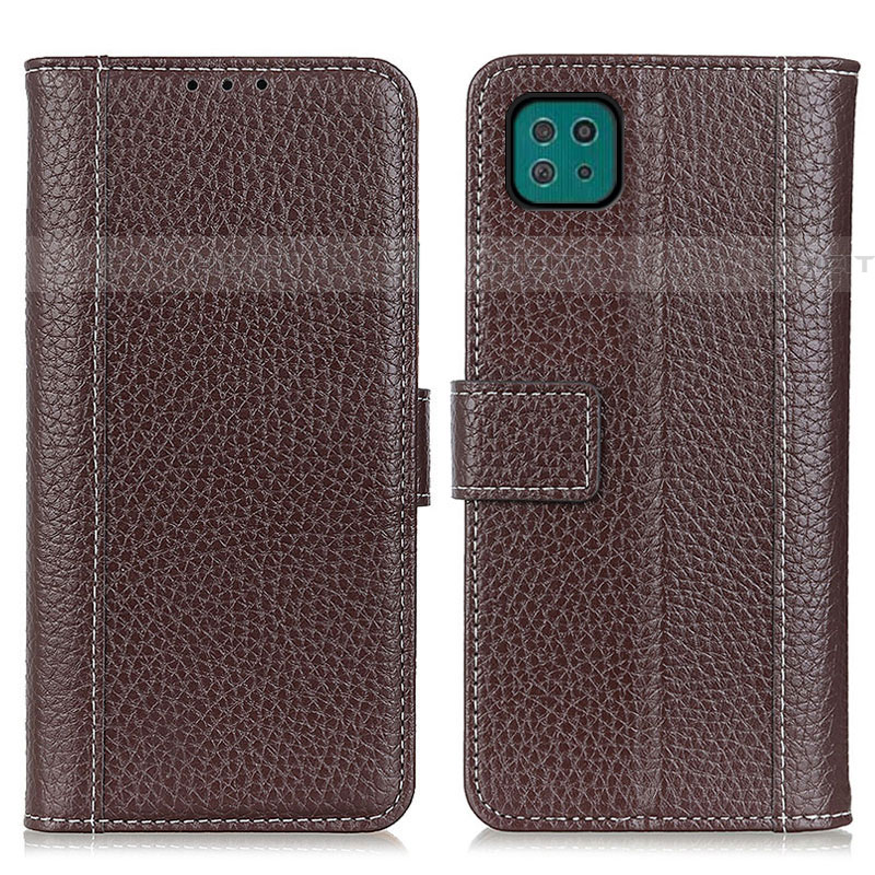 Coque Portefeuille Livre Cuir Etui Clapet M14L pour Samsung Galaxy F42 5G Marron Plus