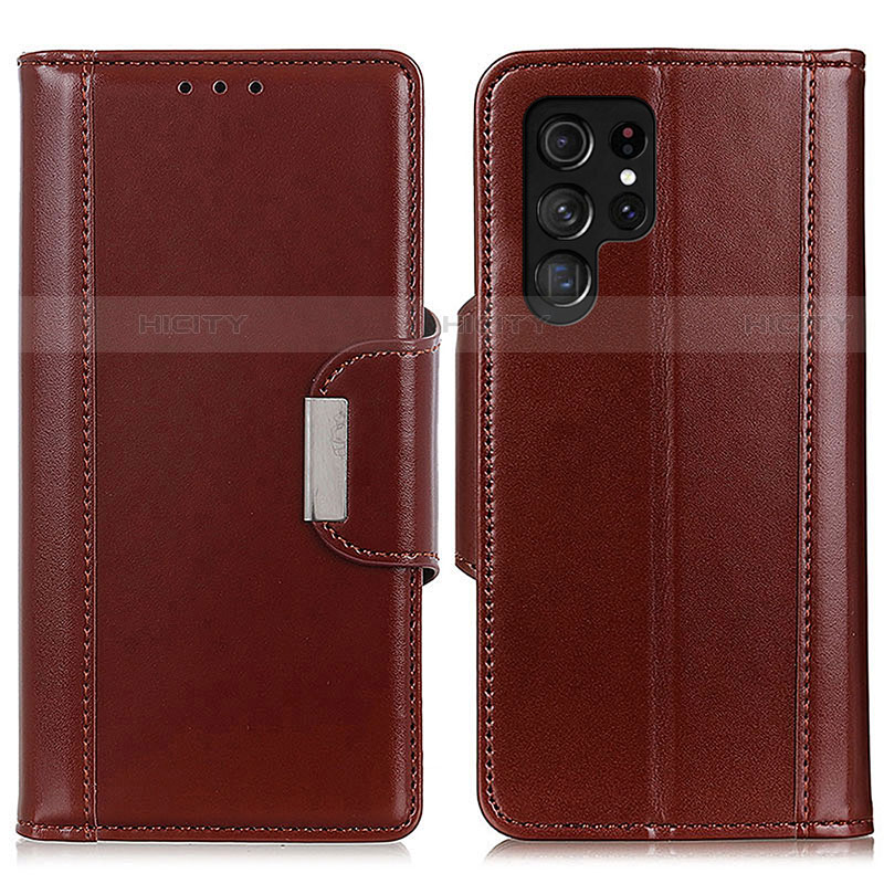 Coque Portefeuille Livre Cuir Etui Clapet M14L pour Samsung Galaxy S21 Ultra 5G Marron Plus