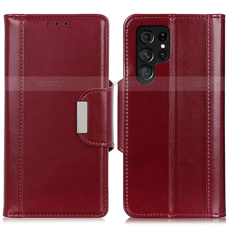 Coque Portefeuille Livre Cuir Etui Clapet M14L pour Samsung Galaxy S21 Ultra 5G Rouge Plus