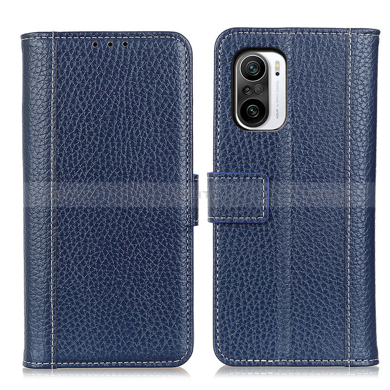 Coque Portefeuille Livre Cuir Etui Clapet M14L pour Xiaomi Poco F3 5G Bleu Plus