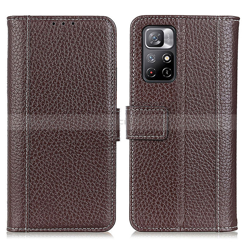 Coque Portefeuille Livre Cuir Etui Clapet M14L pour Xiaomi Redmi Note 11T 5G Marron Plus