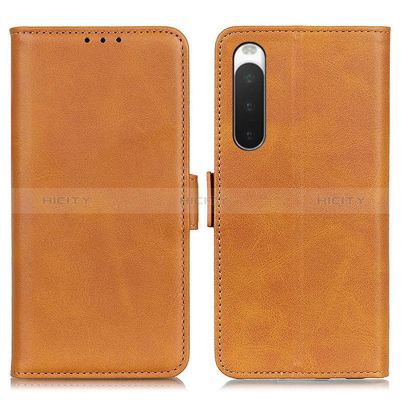 Coque Portefeuille Livre Cuir Etui Clapet M15L pour Sony Xperia 10 IV Brun Clair Plus