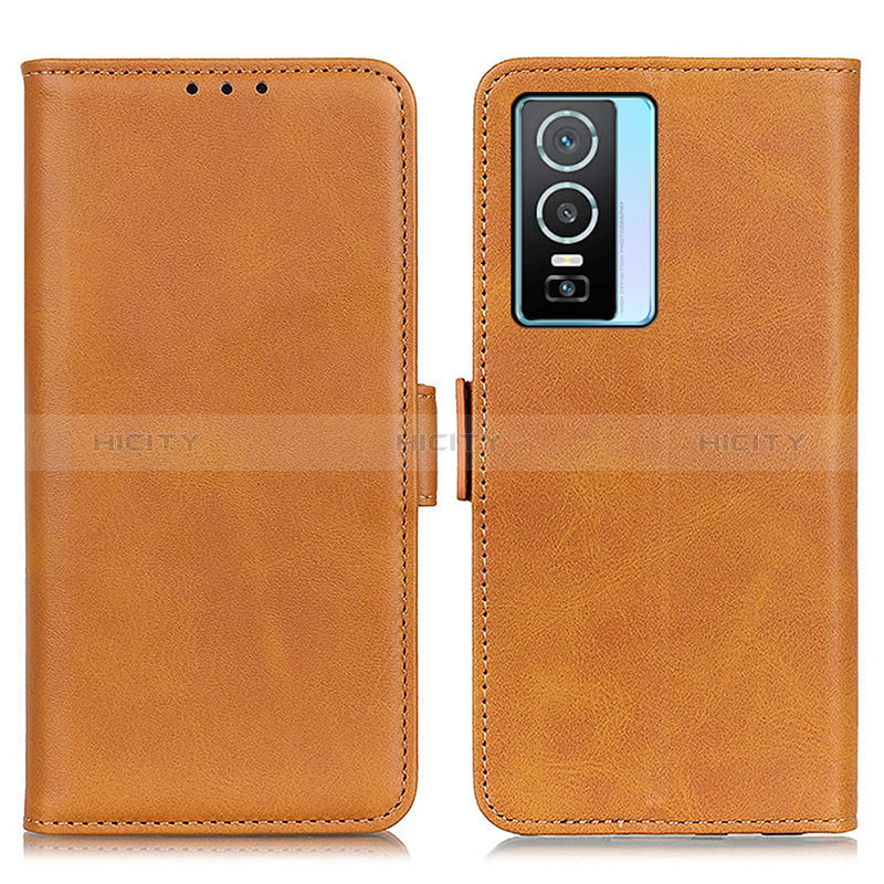 Coque Portefeuille Livre Cuir Etui Clapet M15L pour Vivo Y76s 5G Brun Clair Plus