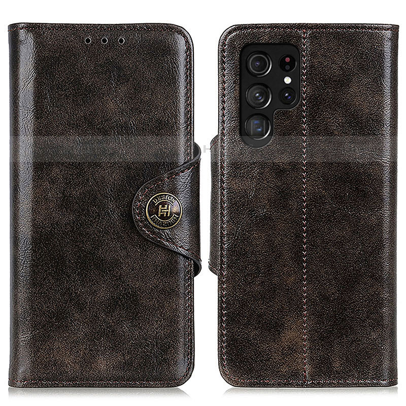 Coque Portefeuille Livre Cuir Etui Clapet M16L pour Samsung Galaxy S22 Ultra 5G Marron Plus