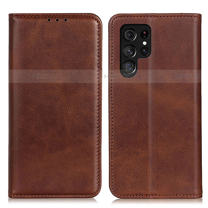 Coque Portefeuille Livre Cuir Etui Clapet M17L pour Samsung Galaxy S21 Ultra 5G Marron Plus