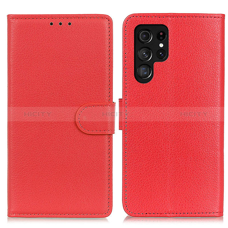 Coque Portefeuille Livre Cuir Etui Clapet M18L pour Samsung Galaxy S24 Ultra 5G Rouge Plus