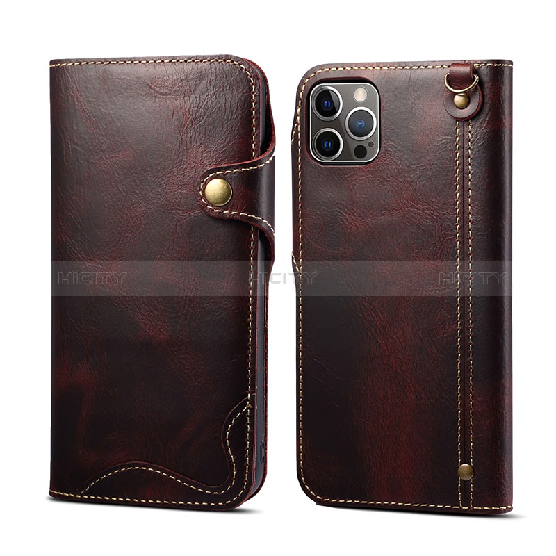 Coque Portefeuille Livre Cuir Etui Clapet MT1 pour Apple iPhone 14 Pro Marron Plus