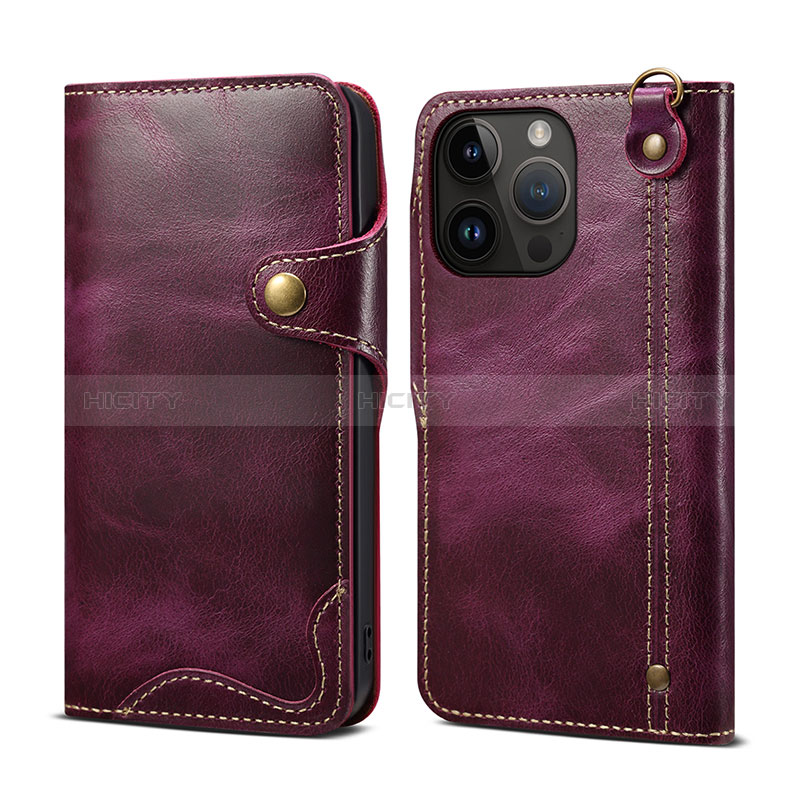 Coque Portefeuille Livre Cuir Etui Clapet MT1 pour Apple iPhone 15 Pro Max Violet Plus