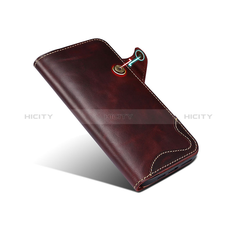 Coque Portefeuille Livre Cuir Etui Clapet MT5 pour Apple iPhone 14 Pro Max Marron Plus