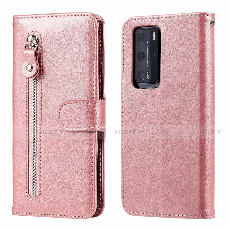 Coque Portefeuille Livre Cuir Etui Clapet N01 pour Huawei P40 Pro Or Rose Plus