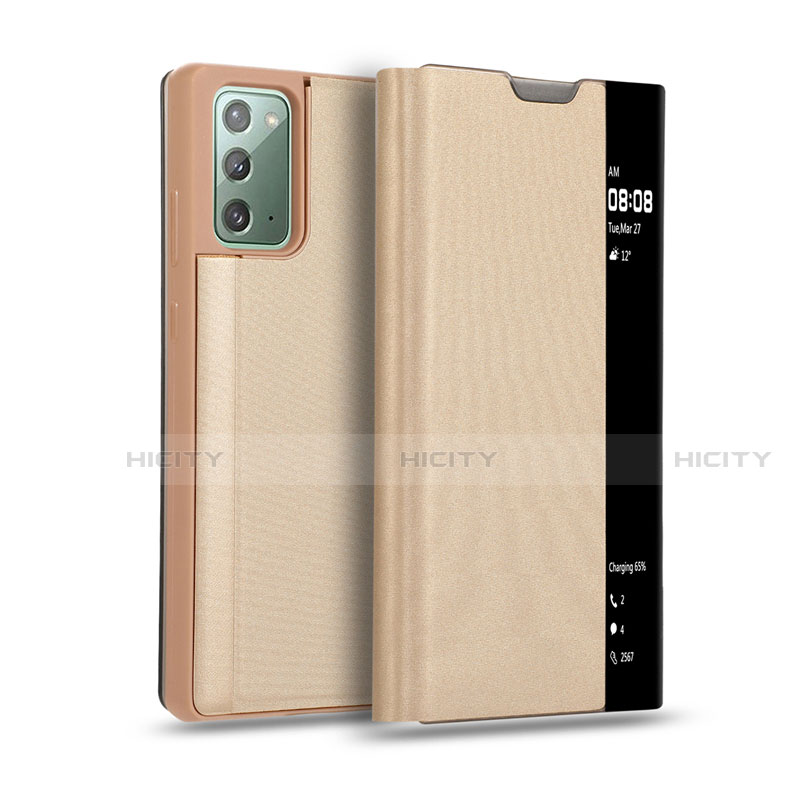 Coque Portefeuille Livre Cuir Etui Clapet N01 pour Samsung Galaxy Note 20 5G Or Plus