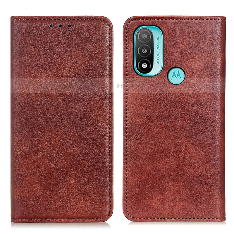 Coque Portefeuille Livre Cuir Etui Clapet N01P pour Motorola Moto E30 Marron Plus