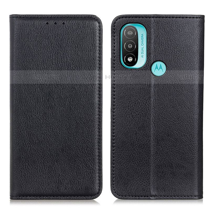 Coque Portefeuille Livre Cuir Etui Clapet N01P pour Motorola Moto E30 Noir Plus