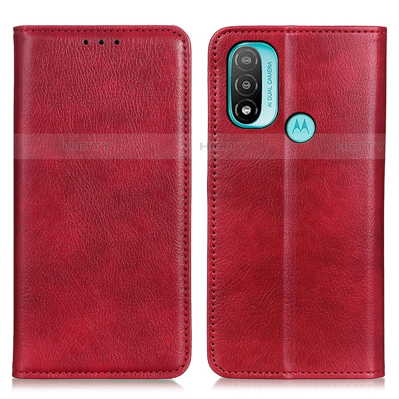 Coque Portefeuille Livre Cuir Etui Clapet N01P pour Motorola Moto E30 Rouge Plus