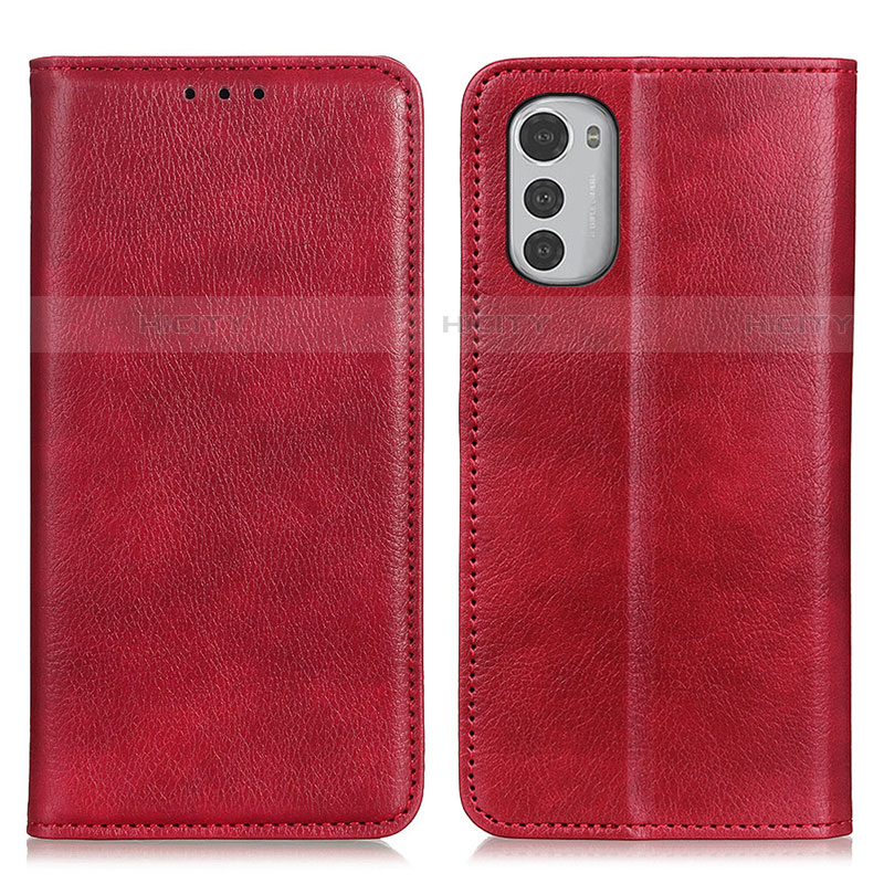 Coque Portefeuille Livre Cuir Etui Clapet N01P pour Motorola Moto E32s Rouge Plus