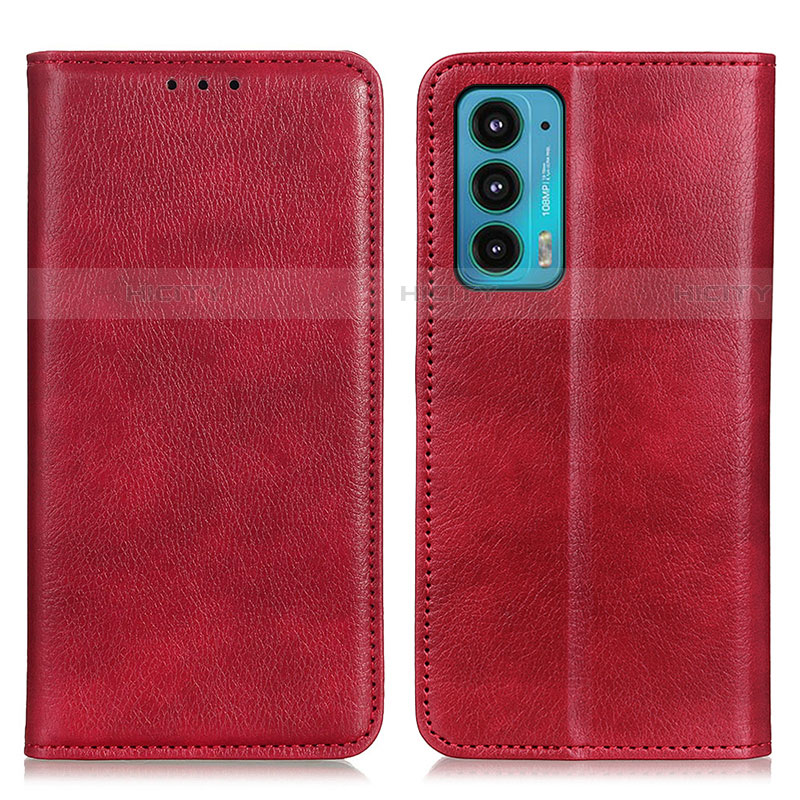 Coque Portefeuille Livre Cuir Etui Clapet N01P pour Motorola Moto Edge 20 5G Rouge Plus