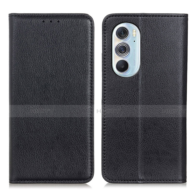 Coque Portefeuille Livre Cuir Etui Clapet N01P pour Motorola Moto Edge 30 Pro 5G Noir Plus