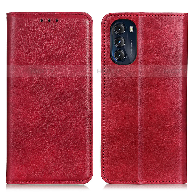 Coque Portefeuille Livre Cuir Etui Clapet N01P pour Motorola Moto G 5G (2022) Rouge Plus