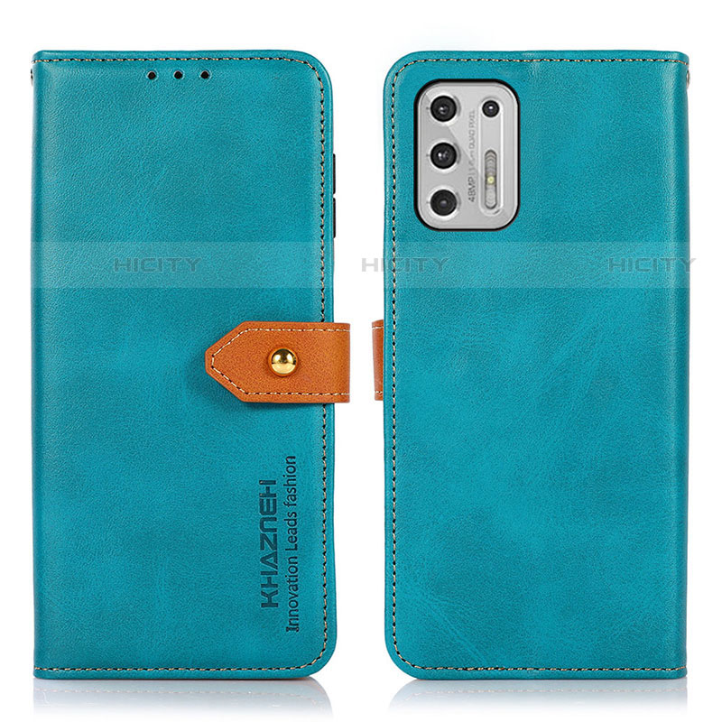 Coque Portefeuille Livre Cuir Etui Clapet N01P pour Motorola Moto G Stylus (2021) Cyan Plus